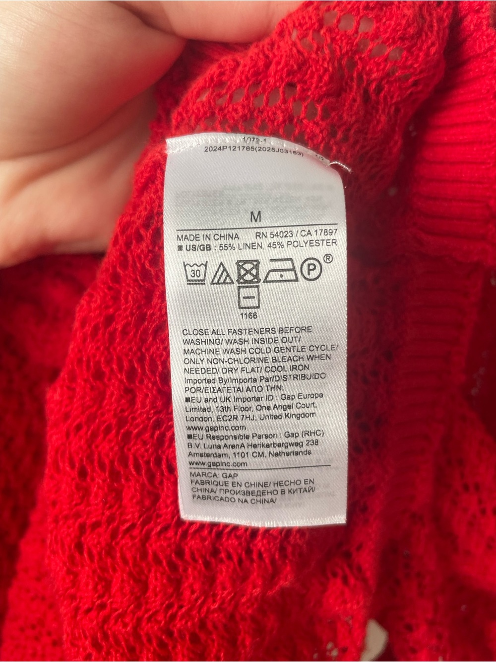 Gap x DÔEN Red Open-Knit Short-Sleeve Linen Blend Cardigan - Picture 4 of 7
